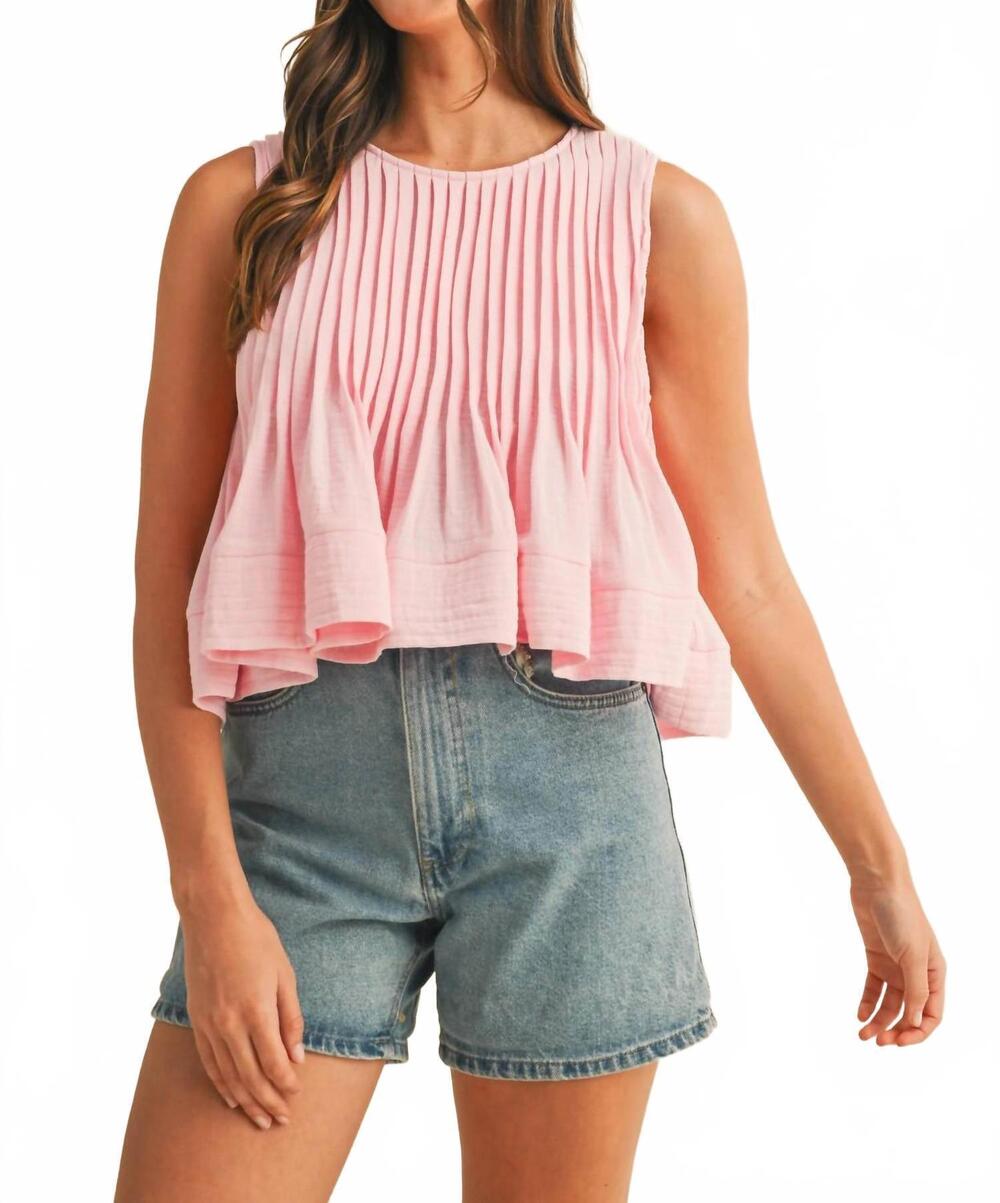 NEW ANNIEWEAR pintuck and run top in pink